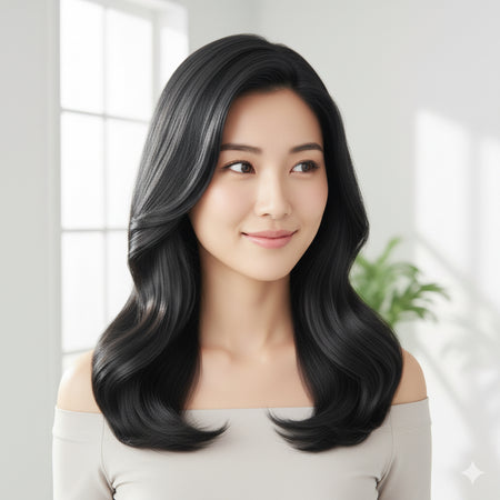 Woman with black healthy rejuvenated hair - Hair Care Canada