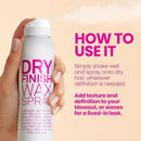 Dry finish wax spray with usage instructions on a beige background - Hair Care Canada
