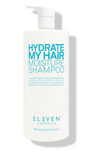 Shampoo bottle labeled 'Hydrate My Hair Moisture Shampoo' by Eleven Australia on a white background - hair Care Canada