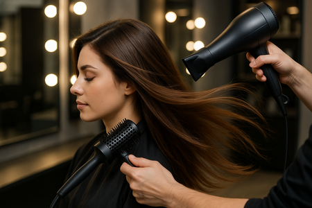 hair being blow dryed