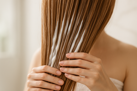 hair conditioner applied to long hair-hair care canada
