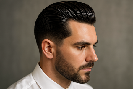 hair styled with pomade